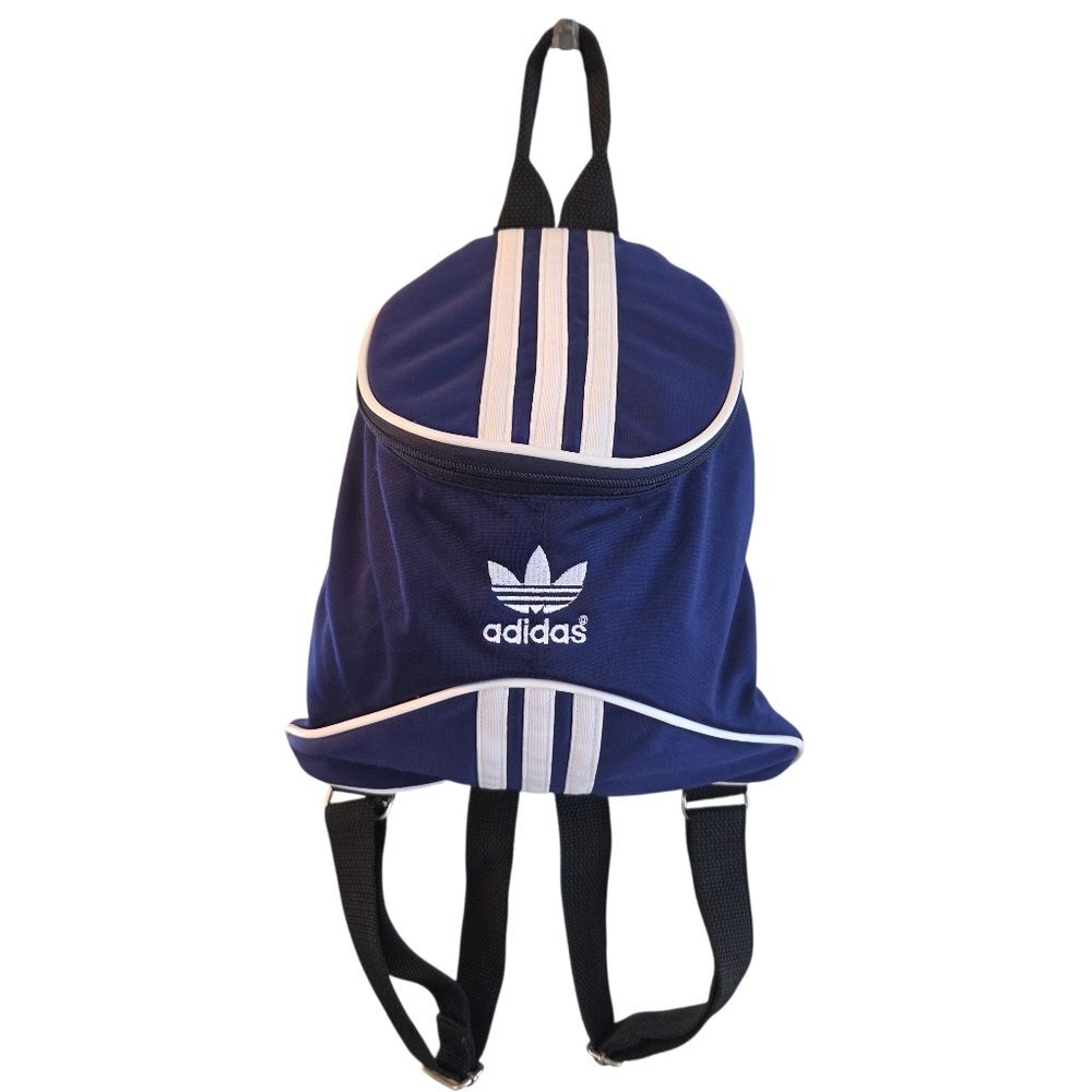 Adidas NWOT VINTAGE Mini Backpack Blue with Trefoil logo zipper pulls UNISEX